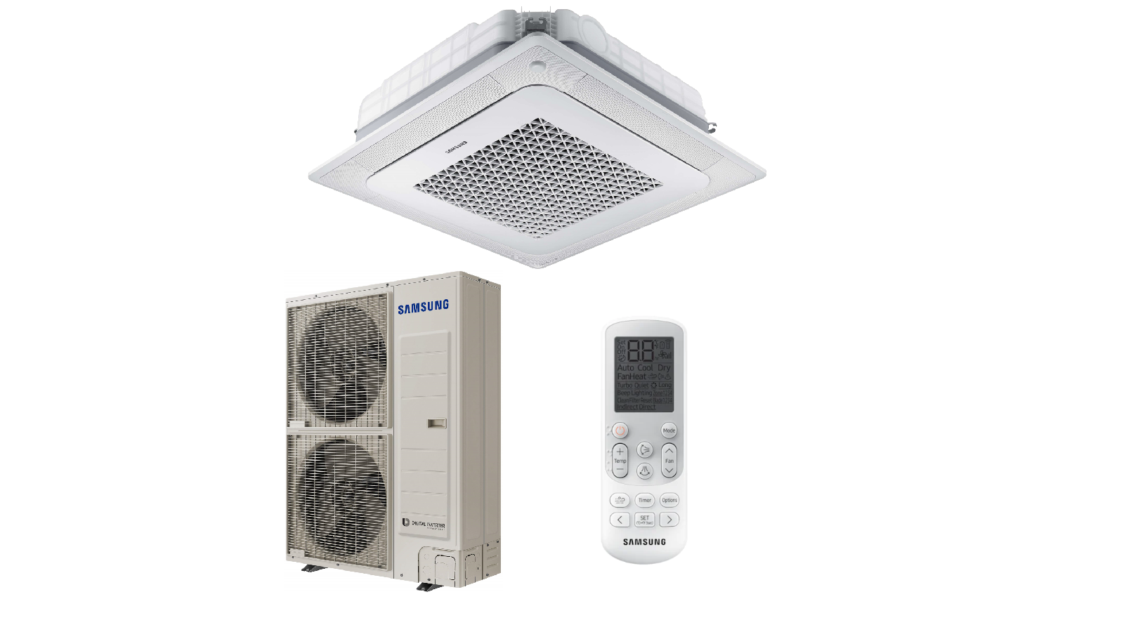 SAMSUNG BEVĖJĖ 4-KRYPTĖ KASĖTĖ 13.4/15.5kW trifazis AC140RN4DKG/EU / AC140RXADNG/EU