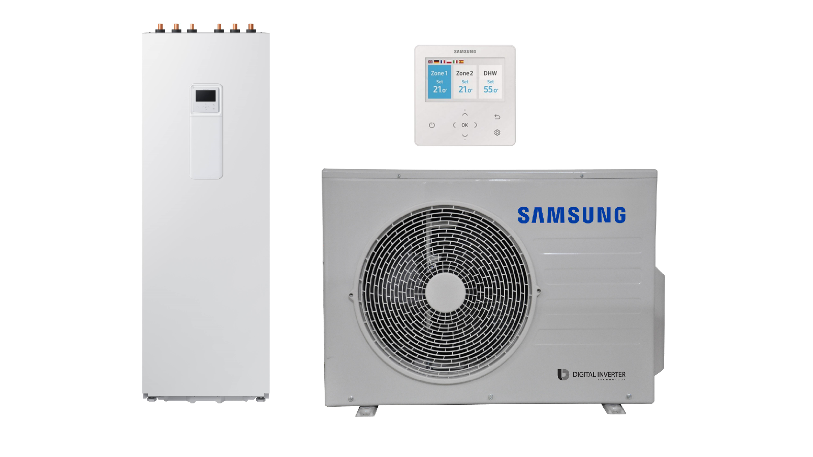 SAMSUNG ORAS-VANDUO 6.0/6.5KW SPLIT KOMPLEKTAS SU R32 FREONU (SU 260 L TŪRINIU ŠILDYTUVU) AE260RNWSEG/EU / AE060CXEDEG/EU / MWR-WW10KN