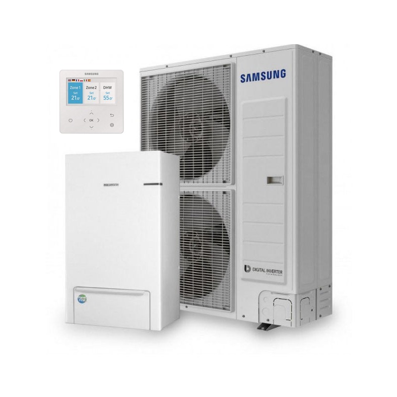 SAMSUNG ORAS-VANDUO 12,0/12,0KW SPLIT KOMPLEKTAS SU R32 FREONU (TRIFAZIS ĮRENGINYS BE TŪRINIO ŠILDYTUVO) AE120AXEDGH/EU / AE160ANYDGH/EU