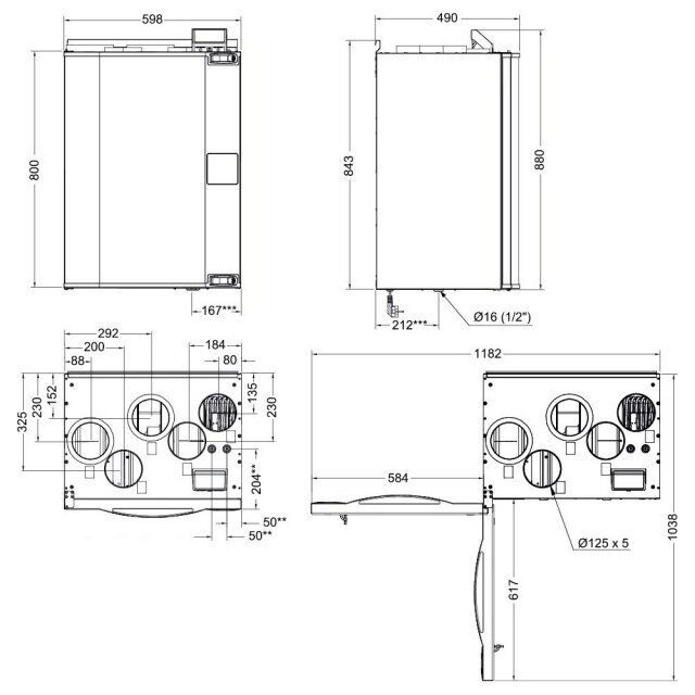 Systemair SAVE VTR 250/B L 500W rekuperatorius